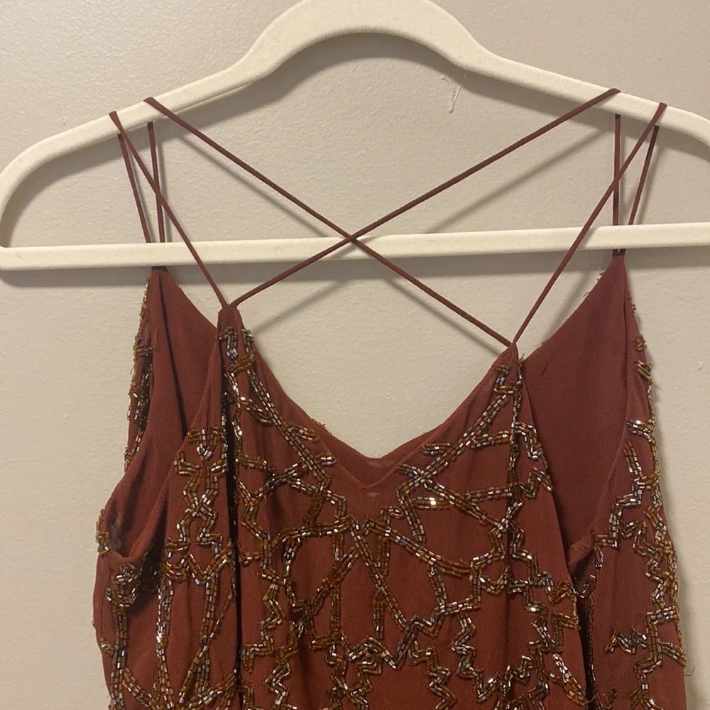 River Island Burgundy Beaded Sleeveless Blouse - Picture 8 of 10